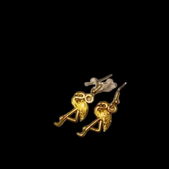 NWOT BRASS Flamingo Urban Gold Earrings - Picture 3 of 7